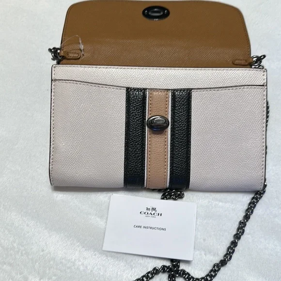 Coach Panda Bear Chain Crossbody Purse Black Antique Nickel / Chalk